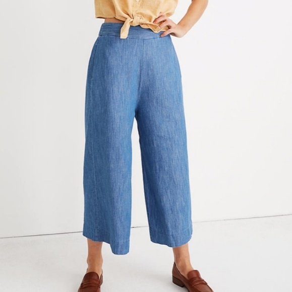 Madewell Pants - Madewell Huston Chambray Wide Leg Crop Pants B6